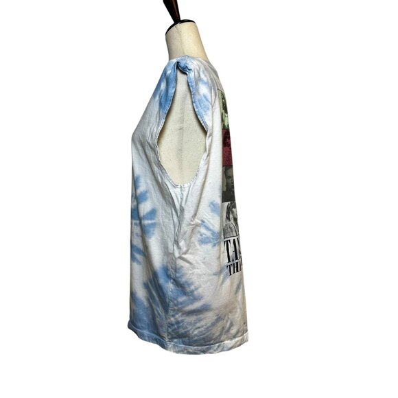 Taylor Swift The Eras Tour Tie-Dye Muscle Tee Size L | Blue Spiral Concert Shirt - Picture 3 of 5